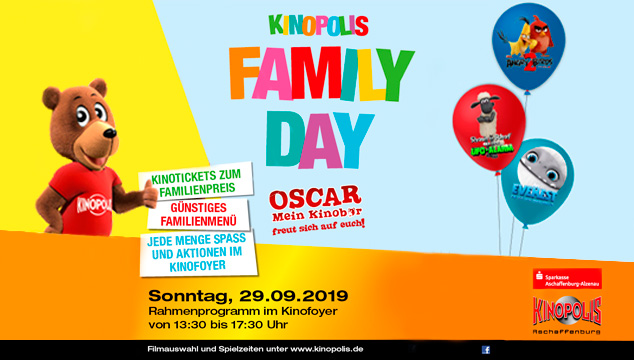 Family Day im Kinopolis Aschaffenburg am Sonntag, 29.09.2019